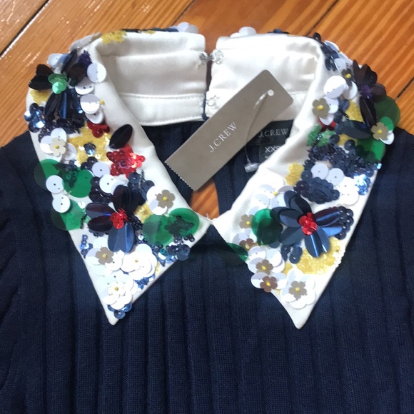 NWT J Crew Limited-edition Tippi sweater w/ embellished sequin floral collar - Picture 3 of 6